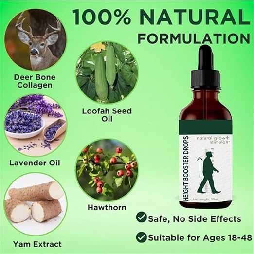 Height Booster Drops (30 ml) β Natural Growth Support Liquid Supplement | Bone Strength & Height Development for Kids & Teens