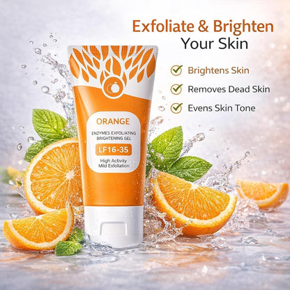 Orange Brightening Exfoliating Gel – Deep Cleansing Face Peeling Gel for Dead Skin Removal & Instant Glow – Smooth Radiant Skin