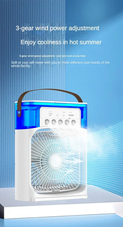 Portable Ice Cooling Fan Air Cooler – USB Rechargeable Mini AC Fan with Water Tank & 3-Speed Cooling for Home, Office & Bedroom