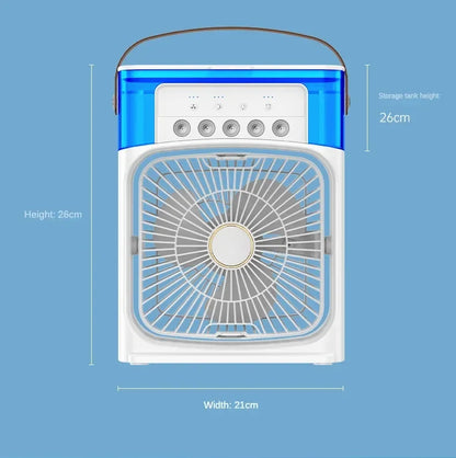 Portable Ice Cooling Fan Air Cooler – USB Rechargeable Mini AC Fan with Water Tank & 3-Speed Cooling for Home, Office & Bedroom