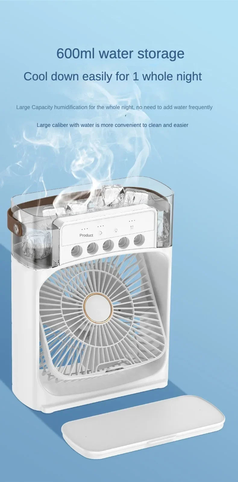 Portable Ice Cooling Fan Air Cooler – USB Rechargeable Mini AC Fan with Water Tank & 3-Speed Cooling for Home, Office & Bedroom